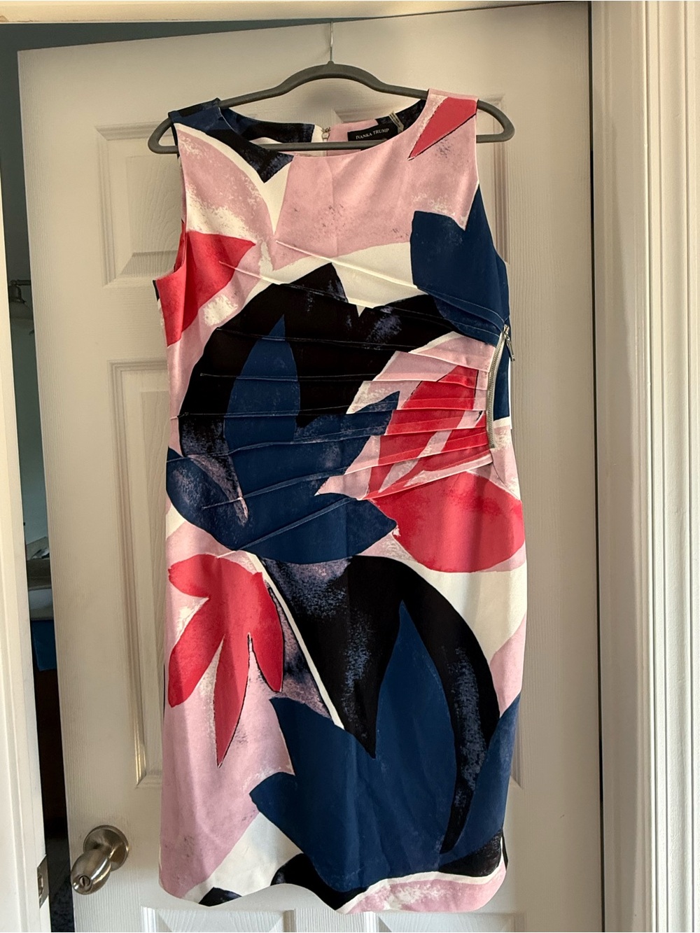 Ivanka Trump Pink, Navy & Red Floral Midi Dress